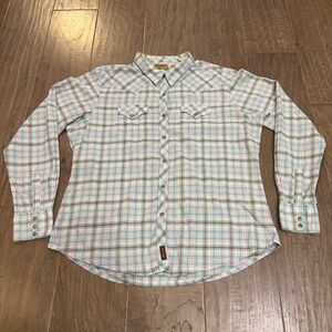 Wrangler Womens Plaid Western Snap Front Long Sleeve Shirt Size Large